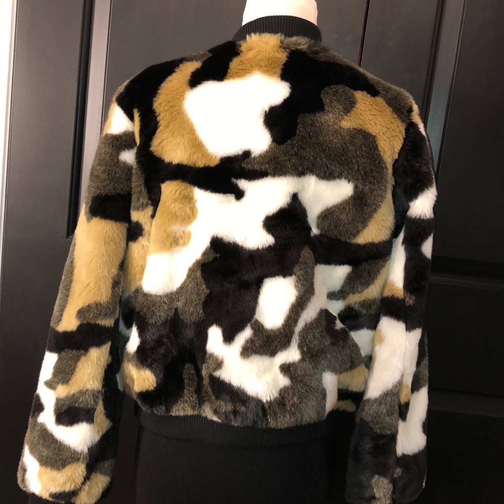 Bagatelle faux fur camouflage bomber jacket
